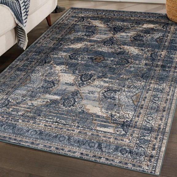 Luxe Weavers Traditional Oriental Farmhouse Blue 8x10 Area Rug