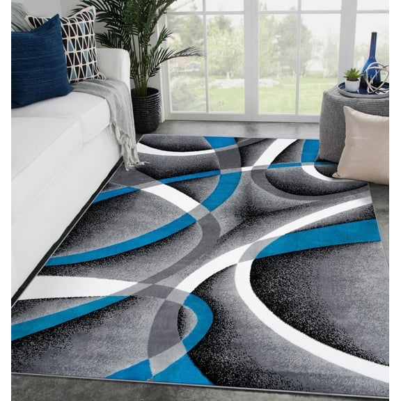 Luxe Weavers Turquoise Modern Abstract Area Rug 5x7 Geometric Living Room Carpet