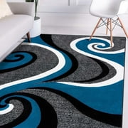 Luxe Weavers Turquoise Swirls Modern Abstract Area Rug 4x5