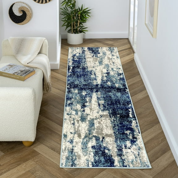 Luxe Weavers Victoria Collection 9084 Light Blue 2x7 Abstract Area Rug