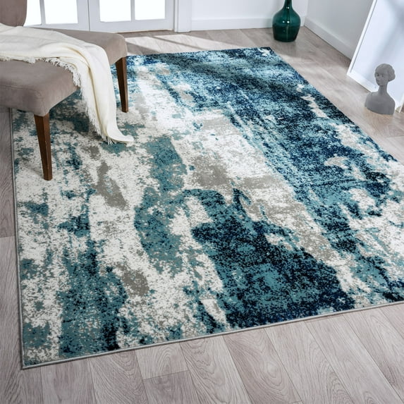 Luxe Weavers Victoria Collection 9084 Light Blue 8x10 Abstract Area Rug