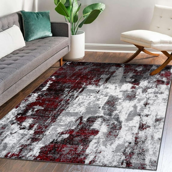 Luxe Weavers Victoria Collection 9084 Red 6x9 Abstract Area Rug