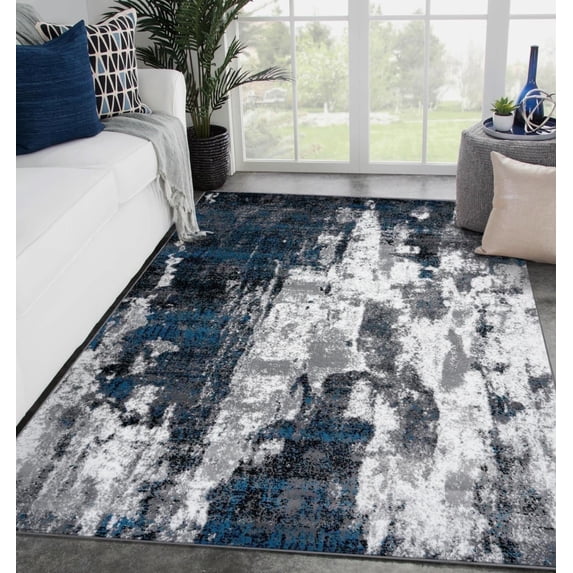 Luxe Weavers Victoria Collection 9084 Turquoise 8x10 Abstract Area Rug