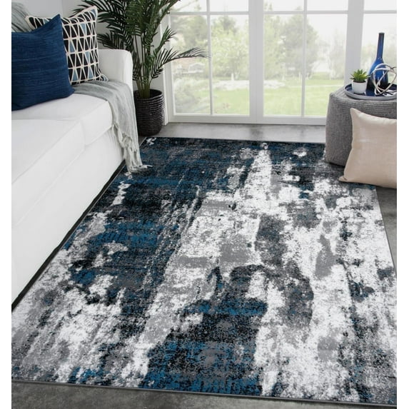 Luxe Weavers Victoria Collection 9084 Turquoise 9x12 Abstract Area Rug