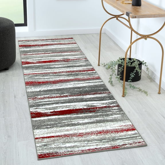 Luxe Weavers Victoria Collection 9085 Red 2x7 Abstract Area Rug