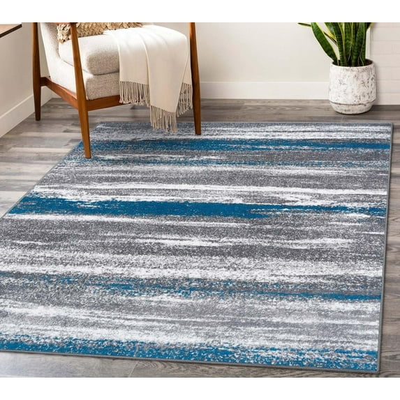 Luxe Weavers Victoria Collection 9085 Turquoise 5x7 Abstract Area Rug