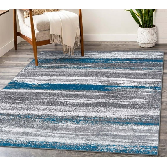 Luxe Weavers Victoria Collection 9085 Turquoise 8x10 Abstract Area Rug