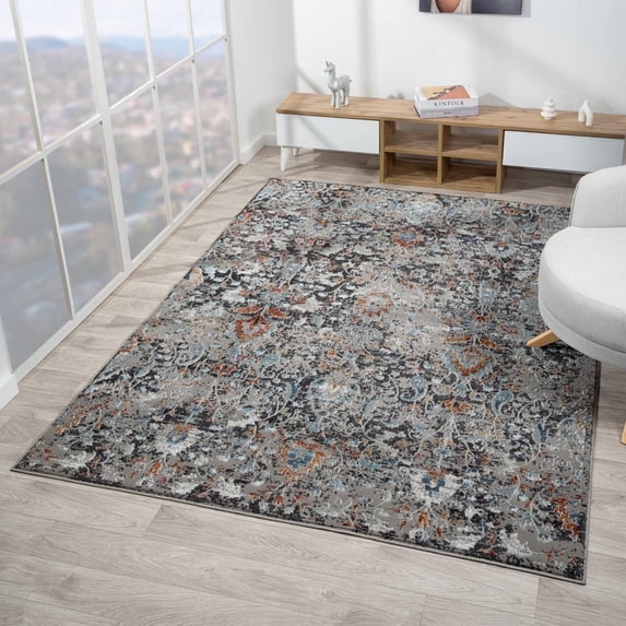 Luxe Weavers Vintage Floral Gray 4x5 Area Rug, Indoor Carpet