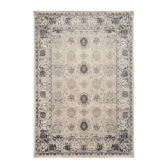 Luxe Weavers Vintage Floral Gray 5x7 Area Rug, Stain Resistant Modern Rug