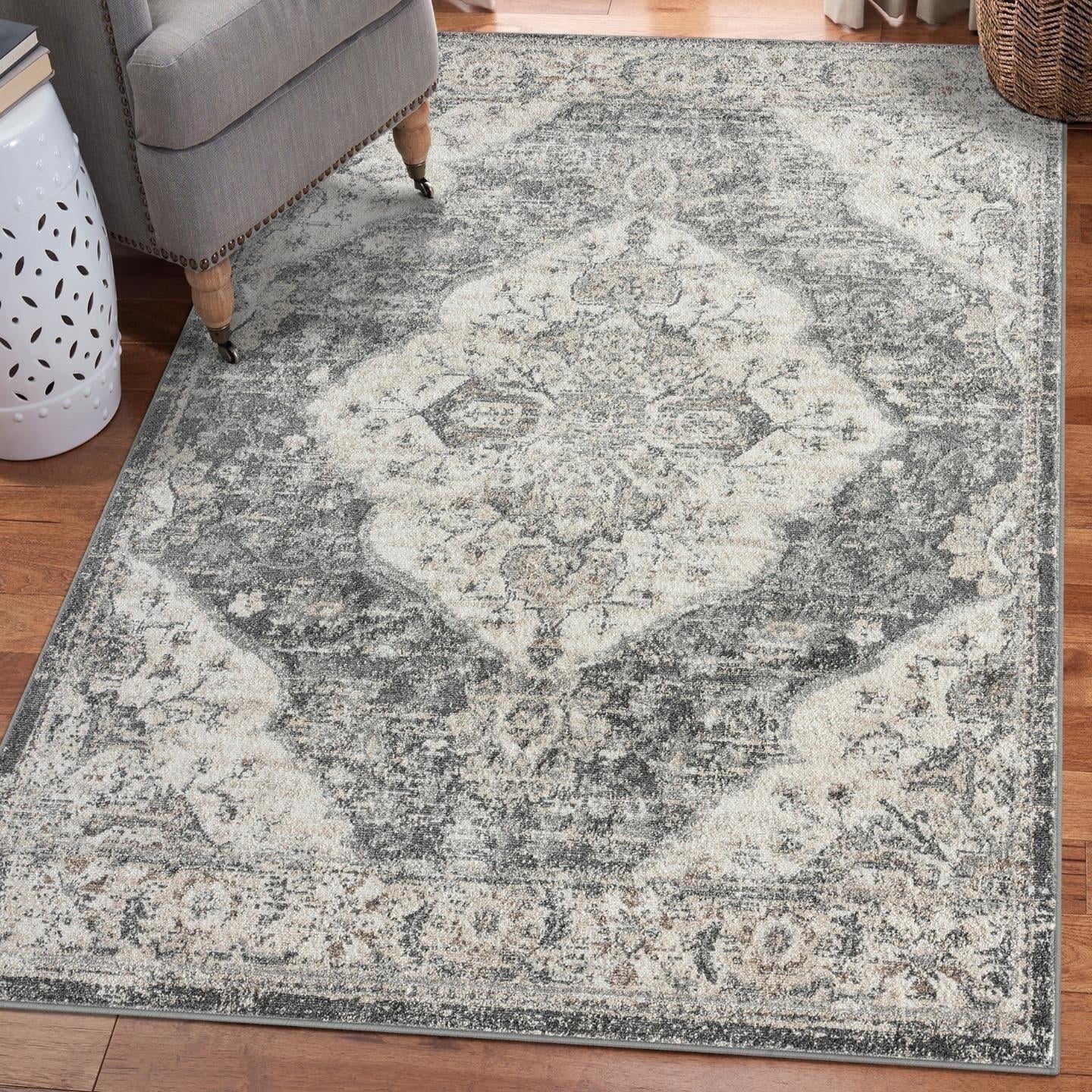 Luxe Weavers Vintage Oriental Gray 8x10 Area Rug for Living Room