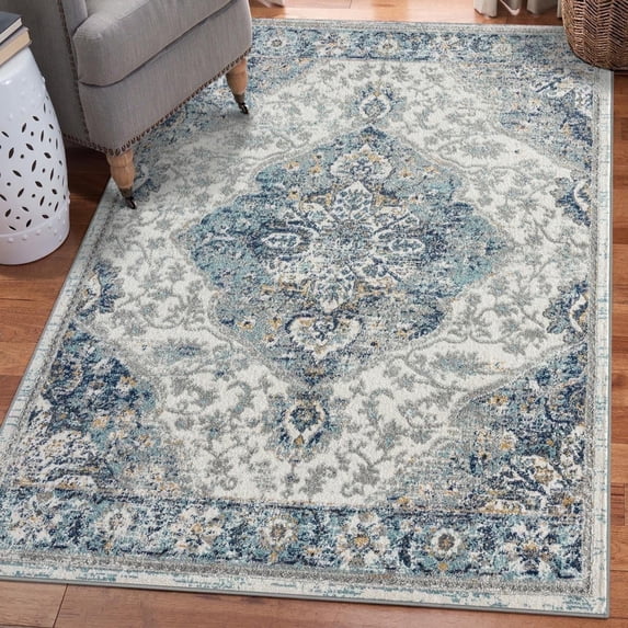 Luxe Weavers Vintage Oriental Ivory 8x10 Area Rug for Living Room