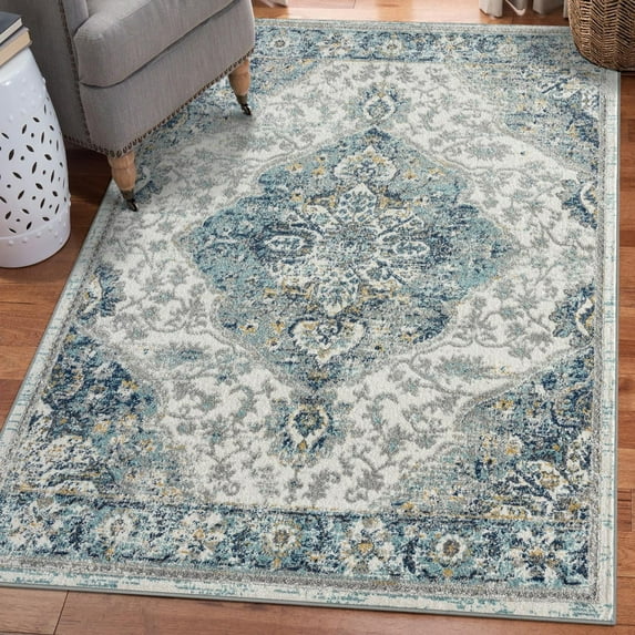 Luxe Weavers Vintage Oriental Ivory 9x12 Area Rug for Living Room