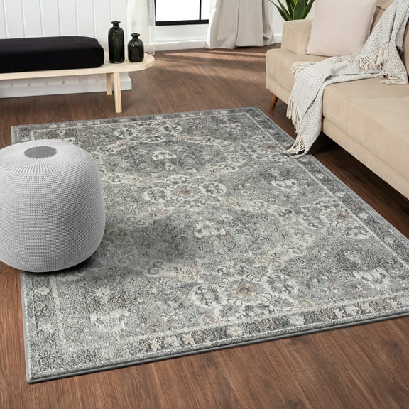 Luxe Weavers Vintage Oriental Medallion Gray 8x10 Area rug, Indoor Carpet