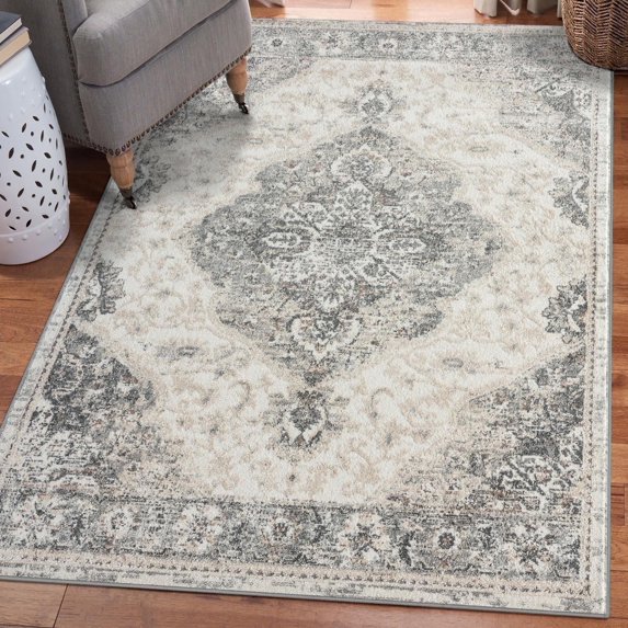Luxe Weavers Vintage Oriental Silver 5x7 Area Rug for Living Room