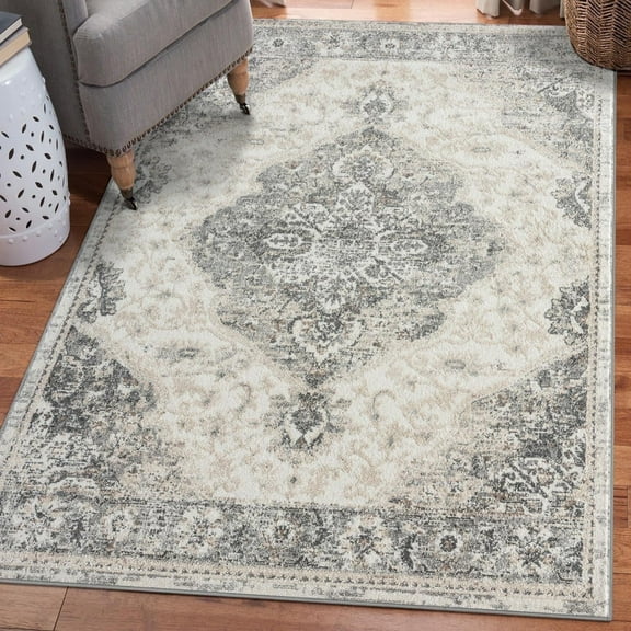 Luxe Weavers Vintage Oriental Silver 8x10 Area Rug for Living Room