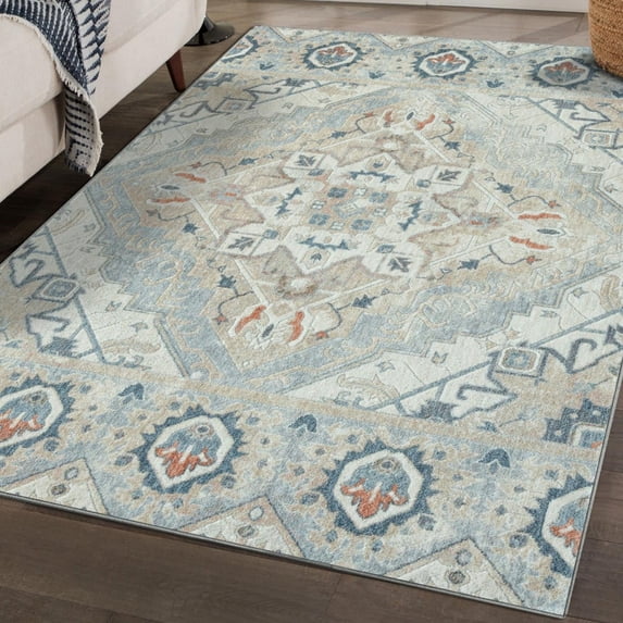 Luxe Weavers Western Geometric Cream 8x10 Area Rug, Stain-Resistant Carpet