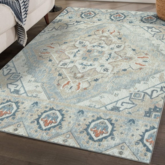 Luxe Weavers Western Geometric Cream 8x10 Area Rug, Stain-Resistant Carpet