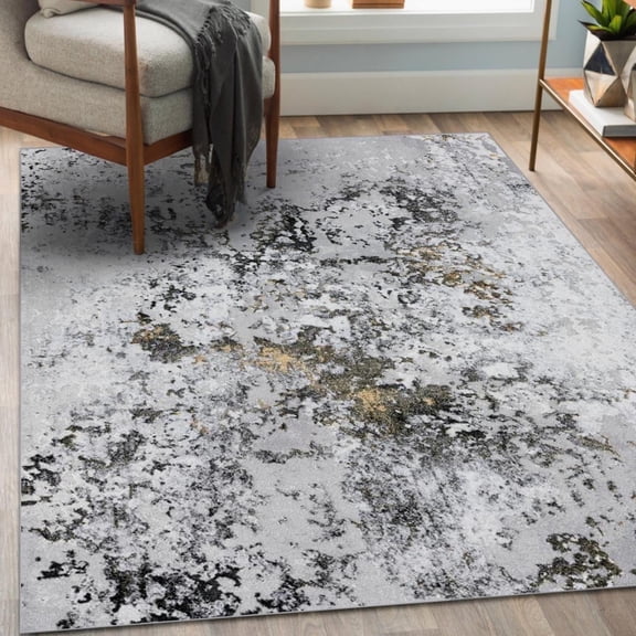 Luxe Weavers Modern Abstract Design Anthracite 8x10 Area Rug for Bedroom or Living Room