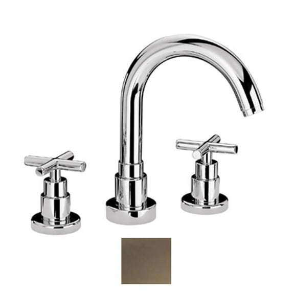 Whitehaus Luxe Widespread Lavatory Faucet with Tubular Swivel Spout, Cross Handles and Pop-up Waste