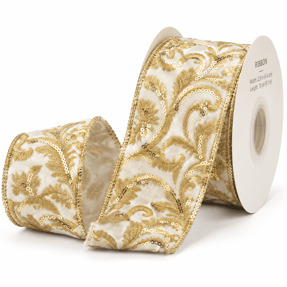 Medical Service Ribbon Luxe Wired Ribbon With Embroidery Design 2.5 Inchmas For Gift Wrapping ...