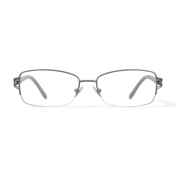 Luxe Women's WLO453 Rectangular Prescription Eyeglasses with Case, Shiny Silver