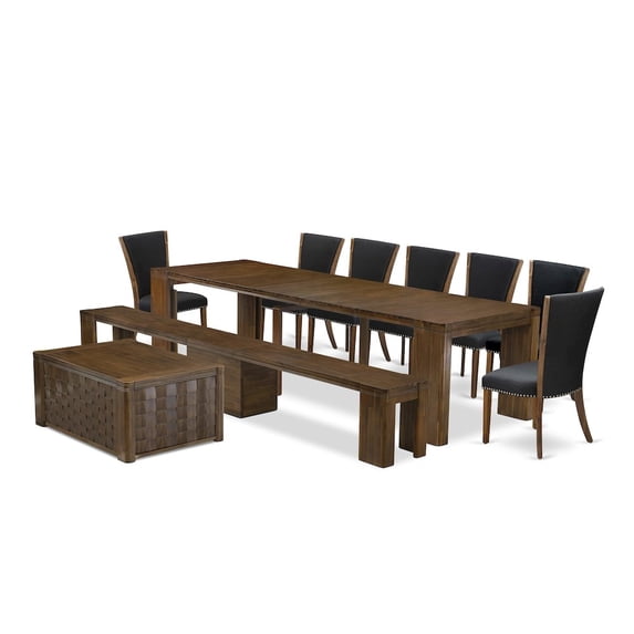 Luxe by East West Furniture 10 Pieces Extendable Dining Set Includes a Rectangle Kitchen Table