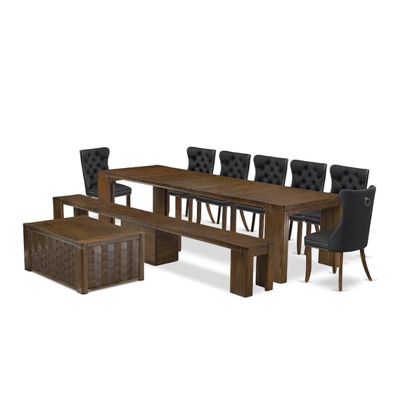 Luxe by East West Furniture 10 Pieces Extendable Dining Set Includes a Rectangle Kitchen Table