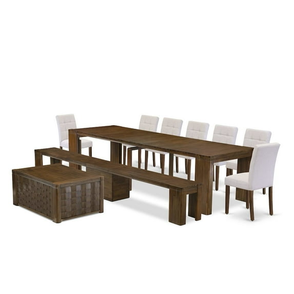 Luxe by East West Furniture 10 Pieces Extendable Dining Set Includes a Rectangle Kitchen Table