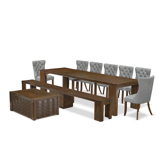 Luxe by East West Furniture 10 Pieces Extendable Dining Set Includes a Rectangle Kitchen Table