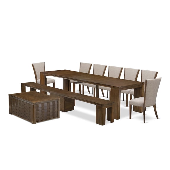 Luxe by East West Furniture 10 Pieces Extendable Dining Set Includes a Rectangle Kitchen Table