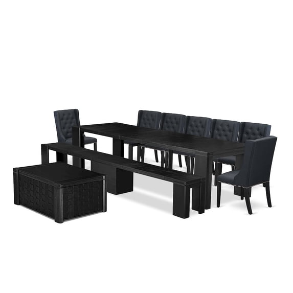 Luxe by East West Furniture 10-piece Dining Room Table Set a Rectangular Kitchen Table with a coffee Table