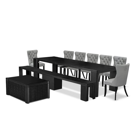 Luxe by East West Furniture 10-piece Dining Room Table Set a Rectangular Kitchen Table with a coffee Table