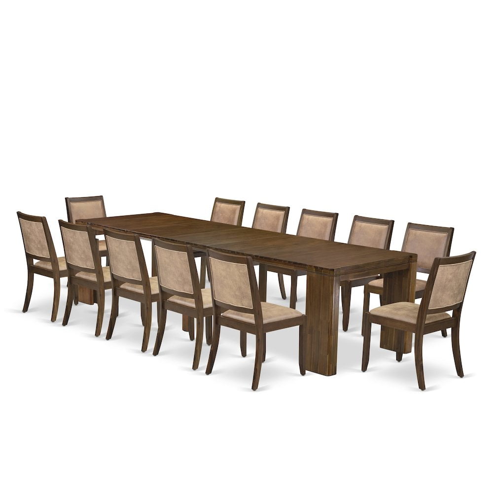Luxe by East West Furniture 13 Pieces Extendable Dining Set Includes a Rectangle Kitchen Table
