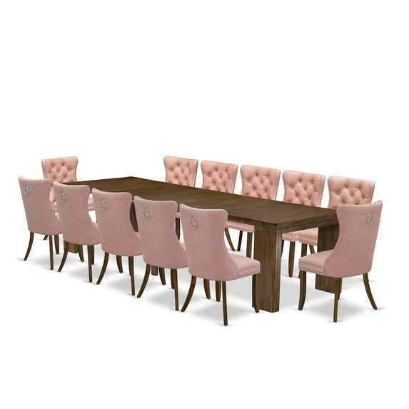 Luxe by East West Furniture 13 Pieces Extendable Dining Set Includes a Rectangle Kitchen Table