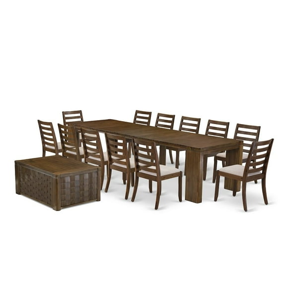 Luxe by East West Furniture 14 Pieces Extendable Dining Set Includes 1 Rectangle Kitchen Table
