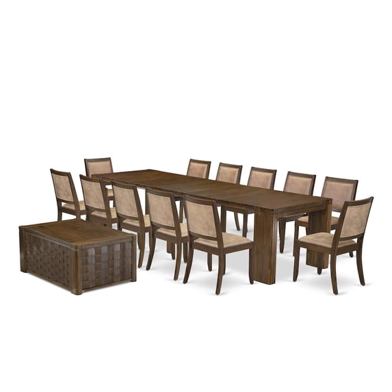Luxe by East West Furniture 14 Pieces Extendable Dining Set Includes 1 Rectangle Kitchen Table