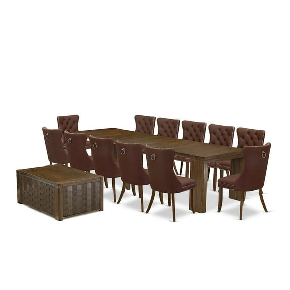 Luxe by East West Furniture 14 Pieces Extendable Dining Set Includes a Rectangle Kitchen Table
