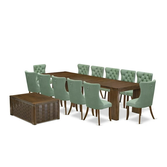 Luxe by East West Furniture 14 Pieces Extendable Dining Set Includes a Rectangle Kitchen Table
