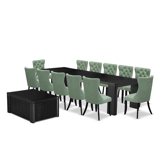 Luxe by East West Furniture 14-piece Dining Room Table Set a Rectangular Kitchen Table with a coffee Table