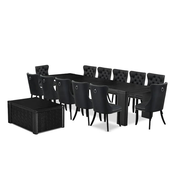 Luxe by East West Furniture 14-piece Kitchen Table Set a Rectangular Dining Table with a coffee Table