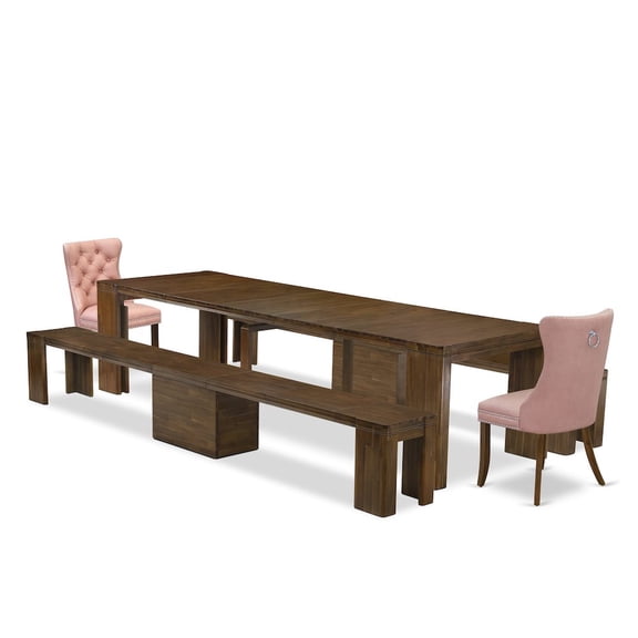 Luxe by East West Furniture 5 Pieces Extendable Dining Set Includes a Rectangle Kitchen Table