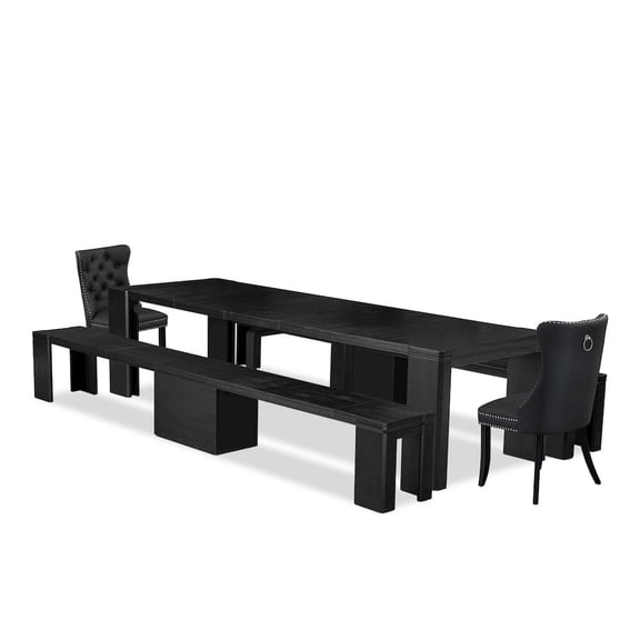 Luxe by East West Furniture 5-piece Dining Room Table Set a Rectangular Dining Table and a wooden Bench