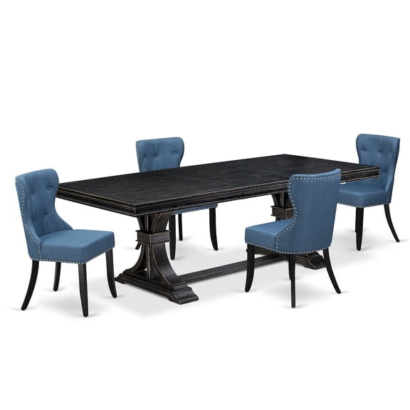 Luxe by East West Furniture 5 piece Dining Table Set of a Modern Table and 4 Mid Century Dining Chairs