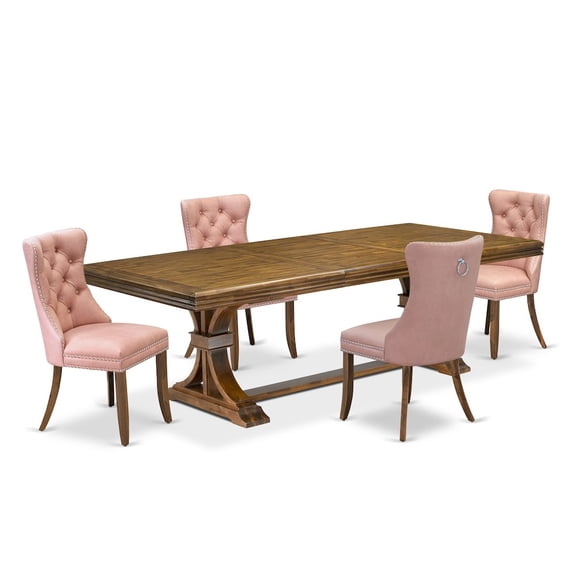 Luxe by East West Furniture 5 piece Kitchen Table Set of a Modern Dining Table and 4 Dinner Chairs