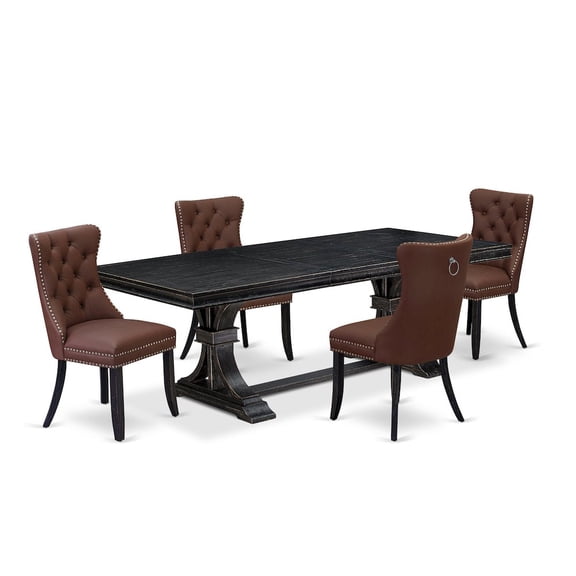 Luxe by East West Furniture 5 piece dining set includes a dining table and 4 Faux Leather Parson Chairs