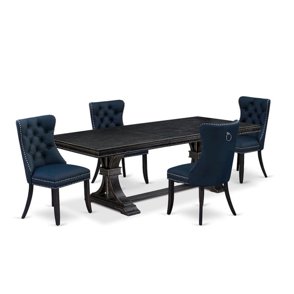 Luxe by East West Furniture 5 piece dining table set a dinner table and 4 Faux Leather dining Chairs