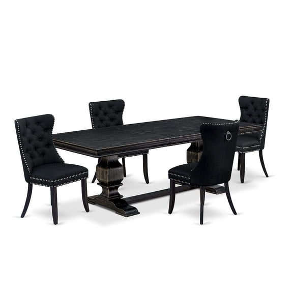 Luxe by East West Furniture 5 piece kitchen set a breakfast table and 4 Linen Fabric parson chairs