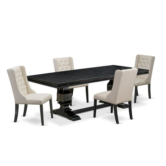 Luxe by East West Furniture 5 piece kitchen table set of a dinner table and 4 upholstered chairs