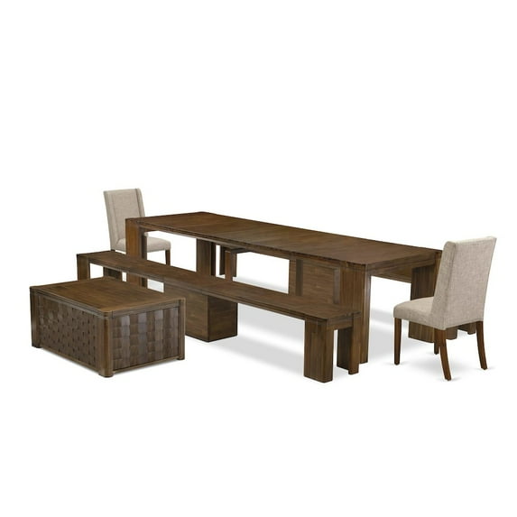Luxe by East West Furniture 6 Pieces Extendable Dining Set Includes a Rectangle Kitchen Table