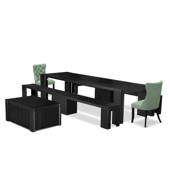 Luxe by East West Furniture 6-piece Dining Room Table Set a Rectangular Dining Table with a coffee Table